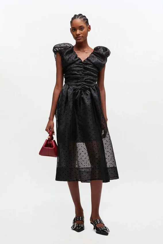 Black Organza Ruched Dress Black Organza Ruched Dress