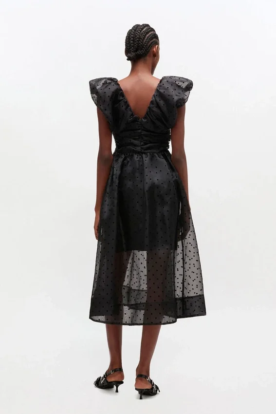 Black Organza Ruched Dress Black Organza Ruched Dress