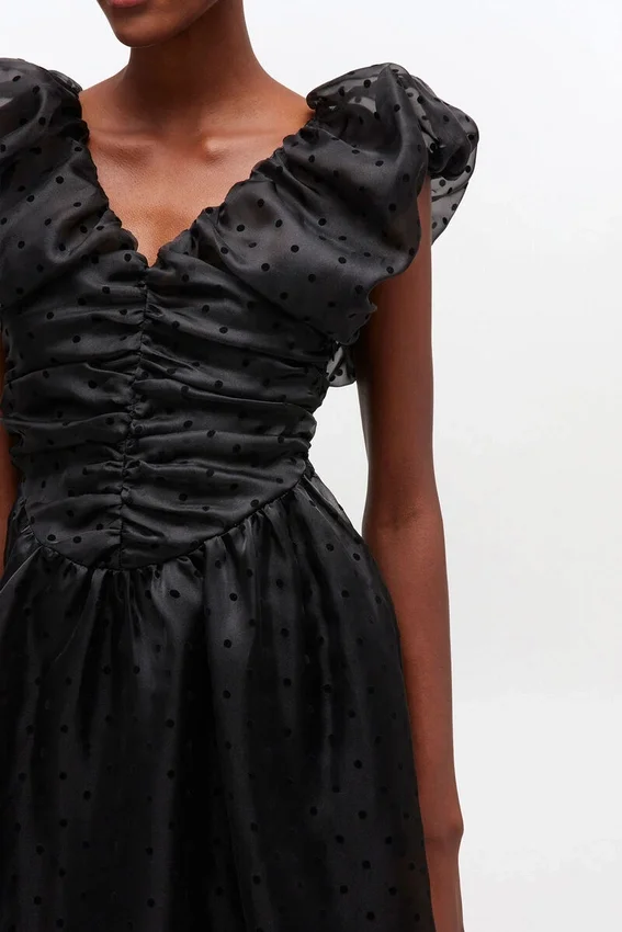 Black Organza Ruched Dress Black Organza Ruched Dress