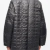 Black Shiny Quilt Midi Jacket