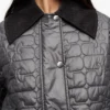 Black Shiny Quilt Midi Jacket