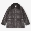 Black Shiny Quilt Midi Jacket