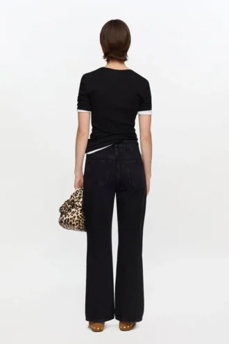 Betzy Cropped Jeans in Black Rigid Denim
