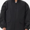 Black Tech Seersucker Oversized Shell Coat Black Tech Seersucker Oversized Shell Coat