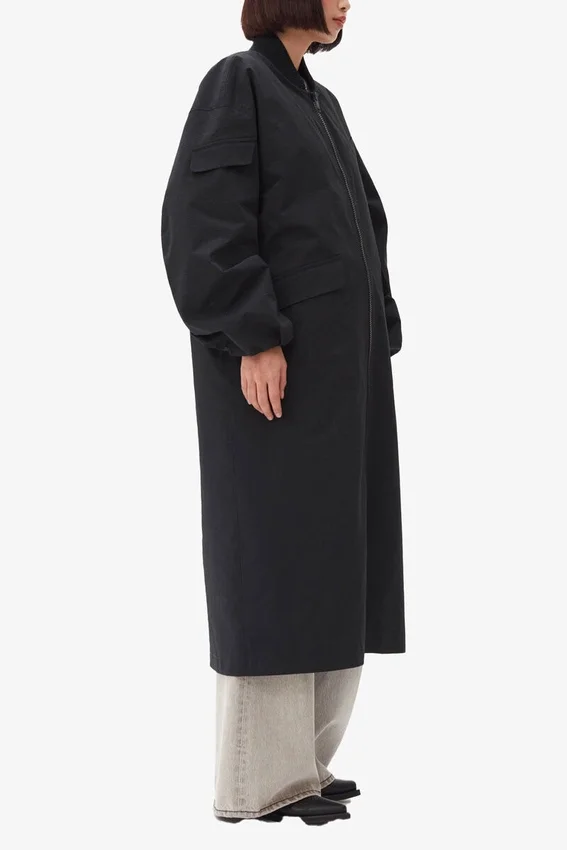 Black Tech Seersucker Oversized Shell Coat Black Tech Seersucker Oversized Shell Coat
