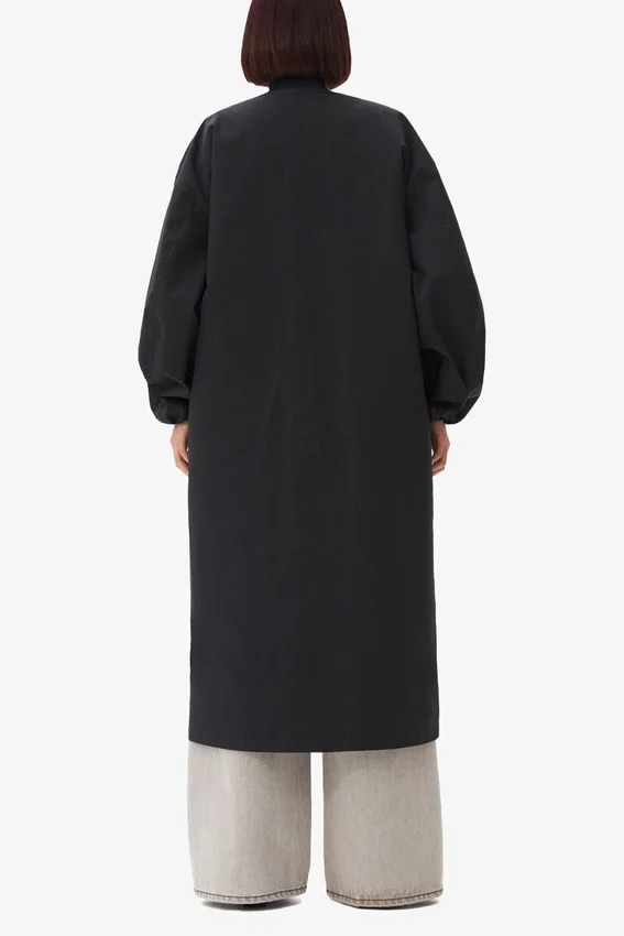 Black Tech Seersucker Oversized Shell Coat Black Tech Seersucker Oversized Shell Coat