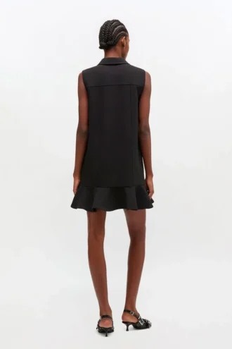 Black Twill Suiting Mini Dress