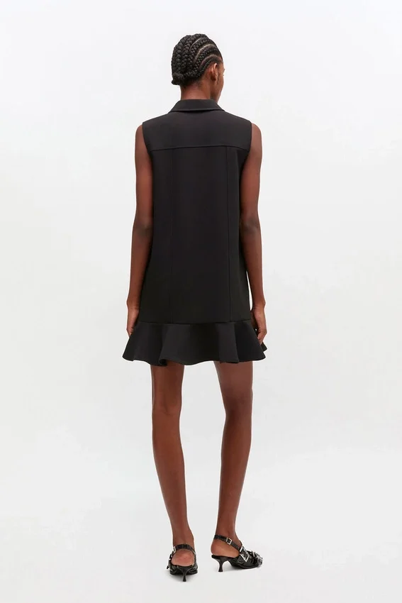 Black Twill Suiting Mini Dress Black Twill Suiting Mini Dress