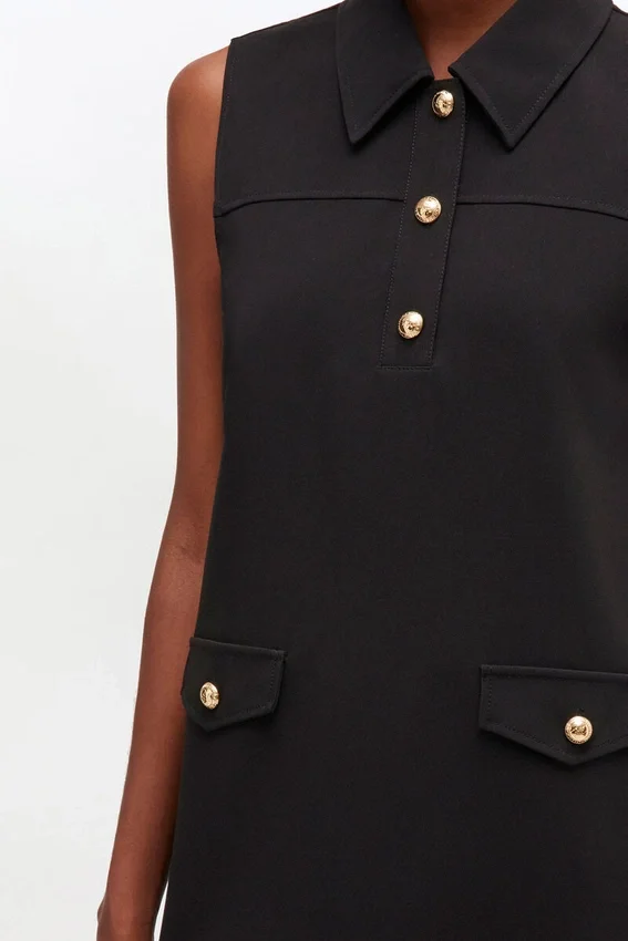 Black Twill Suiting Mini Dress Black Twill Suiting Mini Dress