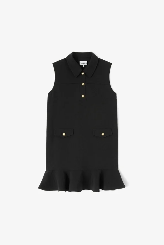 Black Twill Suiting Mini Dress Black Twill Suiting Mini Dress