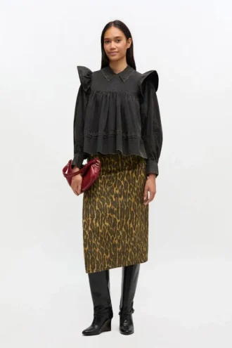 Black Washed Frill Blouse