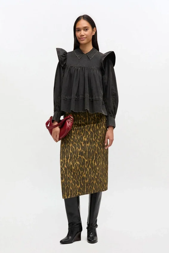 Black Washed Frill Blouse Black Washed Frill Blouse