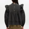 Black Washed Frill Blouse Black Washed Frill Blouse