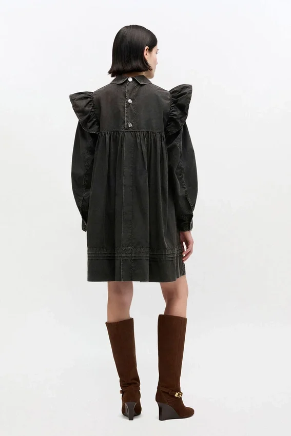 Black Washed Mini Shirt Dress Black Washed Mini Shirt Dress