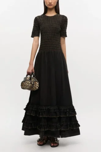 Black Washed Smock Dress