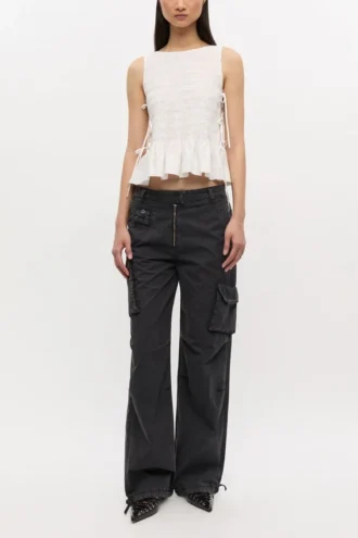 Black Washed Twill Pants