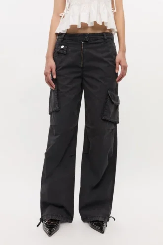 Black Washed Twill Pants