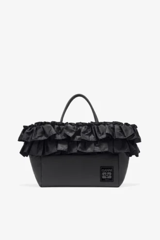 Black XXL Ruffle Tote