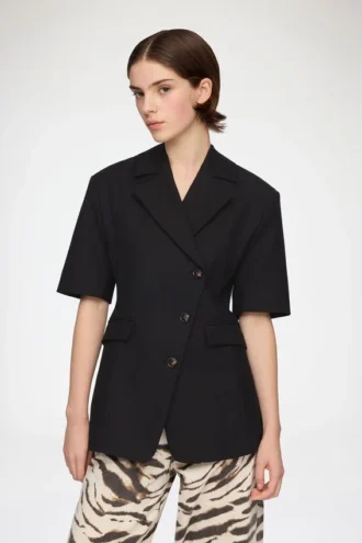 Blazer in Black Cotton Tailoring