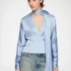 Blouse in Blue Satin