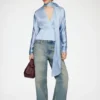 Blouse in Blue Satin