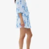 Blue Pleated Georgette Flounce Smock Mini Dress Blue Pleated Georgette Flounce Smock Mini Dress