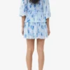 Blue Pleated Georgette Flounce Smock Mini Dress Blue Pleated Georgette Flounce Smock Mini Dress