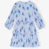 Blue Pleated Georgette Flounce Smock Mini Dress Blue Pleated Georgette Flounce Smock Mini Dress