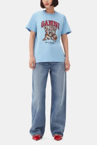 Blue Relaxed Jersey Tiger T-shirt
