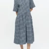 Blue Seersucker Check Midi Dress Blue Seersucker Check Midi Dress
