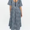 Blue Seersucker Check Midi Dress Blue Seersucker Check Midi Dress