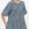 Blue Seersucker Check Midi Dress Blue Seersucker Check Midi Dress