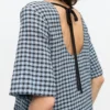 Blue Seersucker Check Midi Dress Blue Seersucker Check Midi Dress
