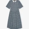Blue Seersucker Check Midi Dress Blue Seersucker Check Midi Dress