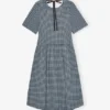 Blue Seersucker Check Midi Dress Blue Seersucker Check Midi Dress