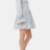 Blue Stripe Cotton Mini Wrap Dress