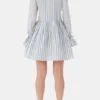Blue Stripe Cotton Mini Wrap Dress