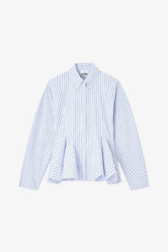 Blue Stripe Peplum Shirt