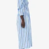 Blue Striped Cotton Smock Long Dress Blue Striped Cotton Smock Long Dress