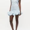 Blue Textured Cloque Corset Mini Dress Blue Textured Cloque Corset Mini Dress