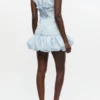 Blue Textured Cloque Corset Mini Dress Blue Textured Cloque Corset Mini Dress