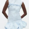 Blue Textured Cloque Corset Mini Dress Blue Textured Cloque Corset Mini Dress