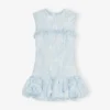 Blue Textured Cloque Corset Mini Dress Blue Textured Cloque Corset Mini Dress