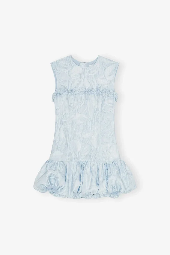 Blue Textured Cloque Corset Mini Dress Blue Textured Cloque Corset Mini Dress