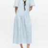 Blue Textured Cloque Midi Dress Blue Textured Cloque Midi Dress