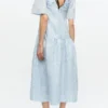 Blue Textured Cloque Midi Dress Blue Textured Cloque Midi Dress