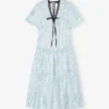 Blue Textured Cloque Midi Dress Blue Textured Cloque Midi Dress