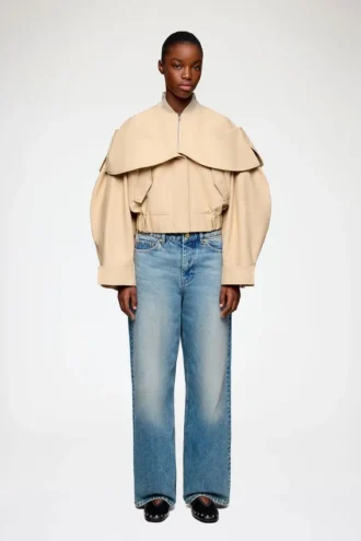 Bomber in Beige Cotton