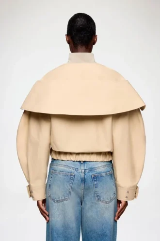 Bomber in Beige Cotton
