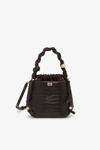 Brown Croco Bou Bucket Bag